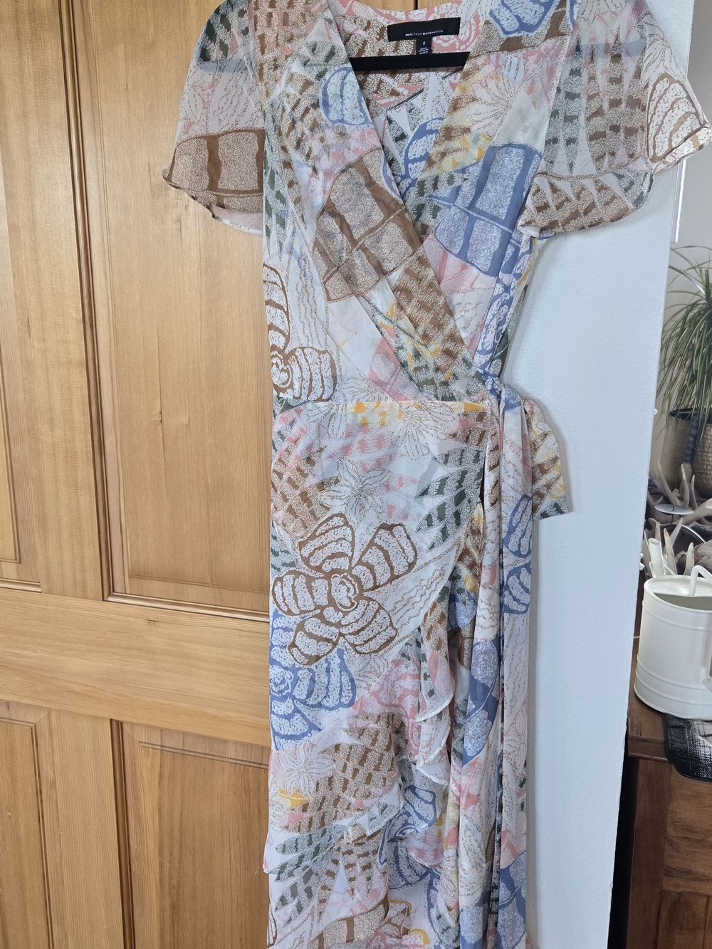 White House Black Market Pastel Floral Wrap Maxi Dress
